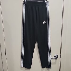 adidas Black Joggers with White Side Stripes - Kids